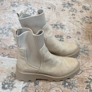 Beige Chunky Sole Ankle Boots